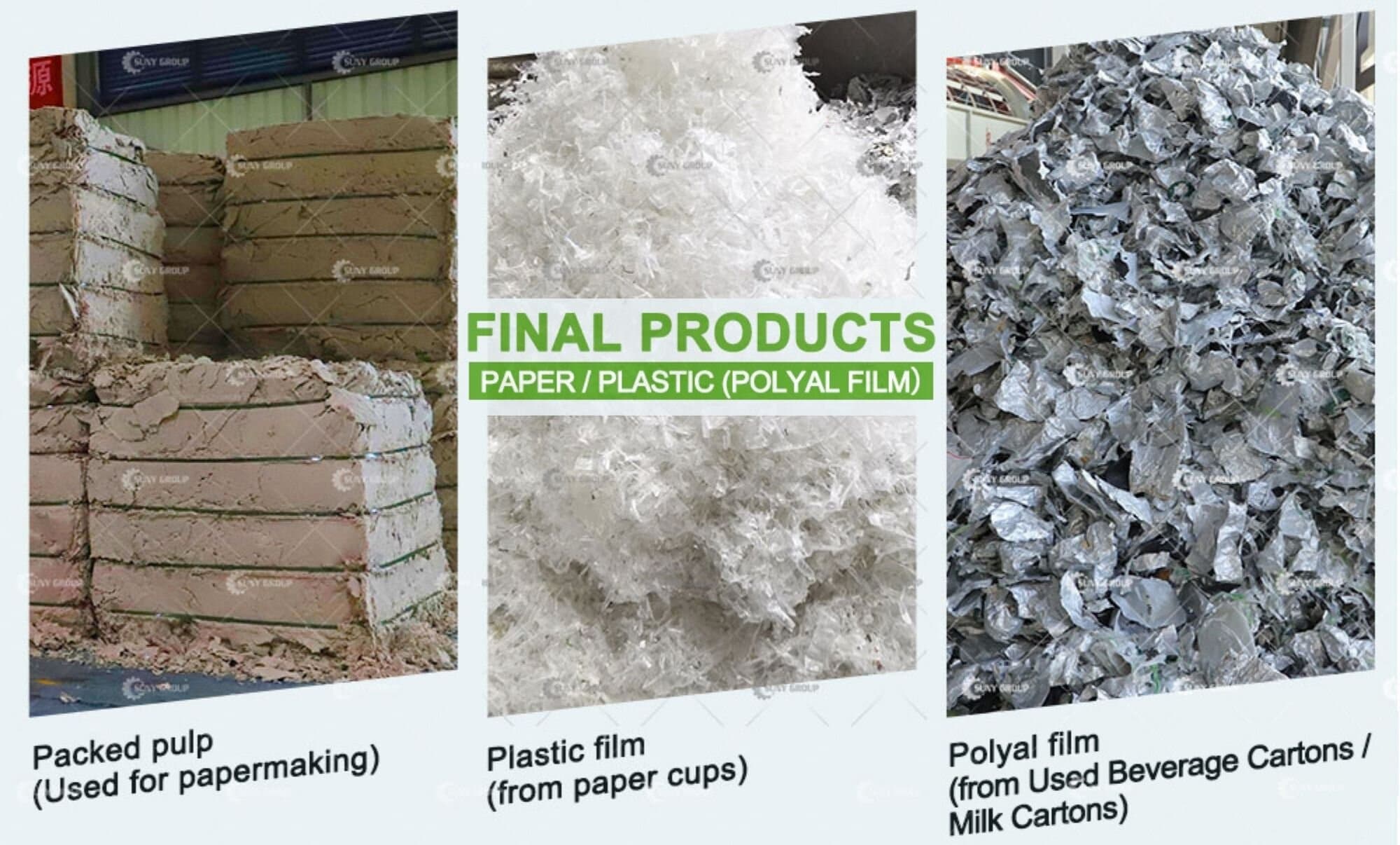 Paper-Aluminum-Plastic Recycling Machine Output