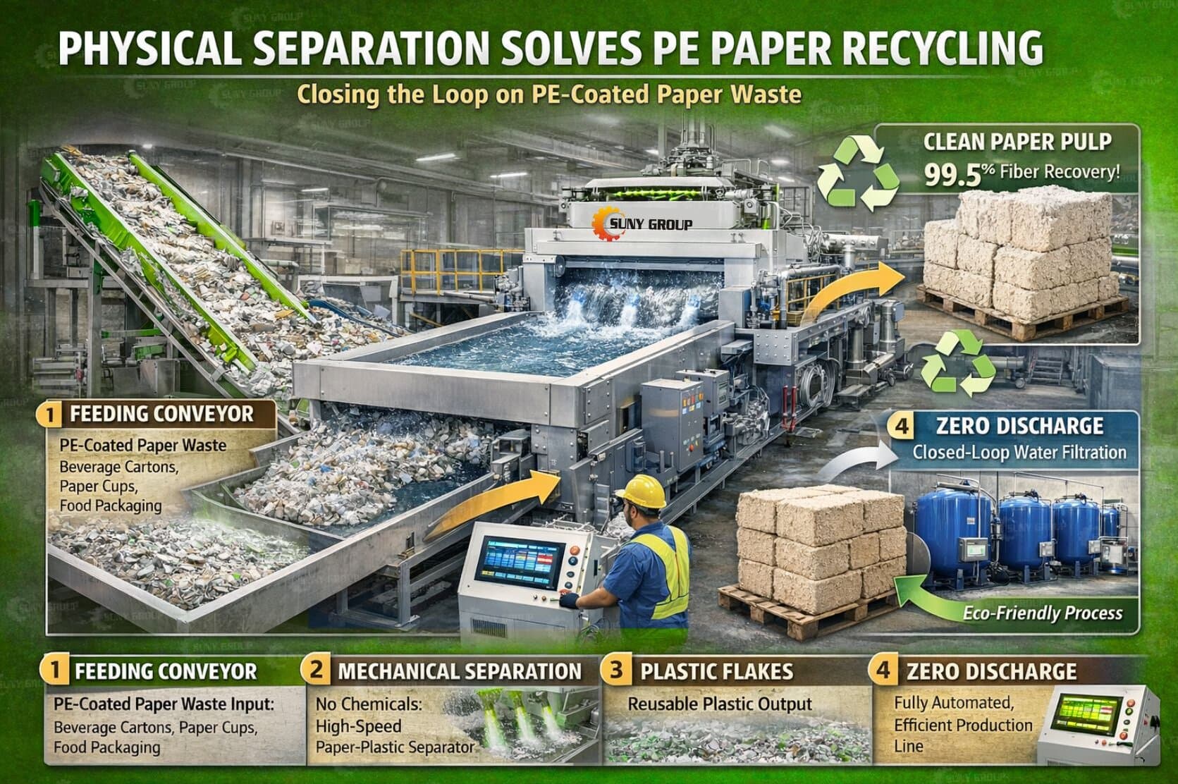 Physical Separation Solves PE Paper Recycling